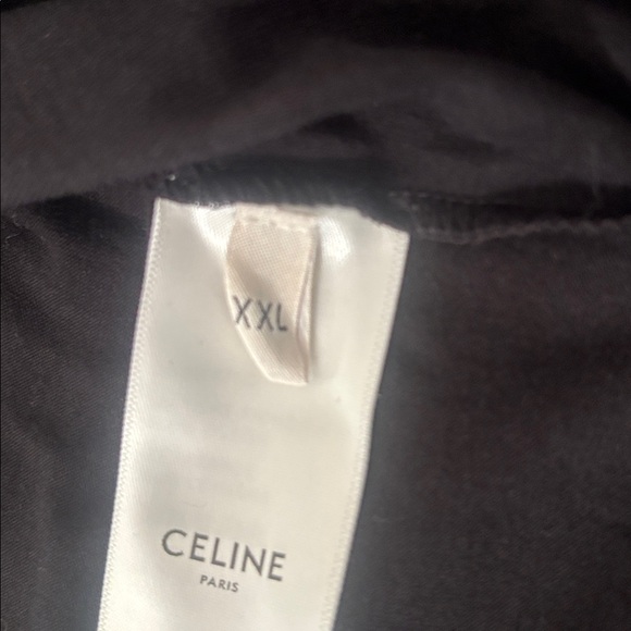 Celine Black Tee with Red Embroidered Logo - Picture 7 of 8